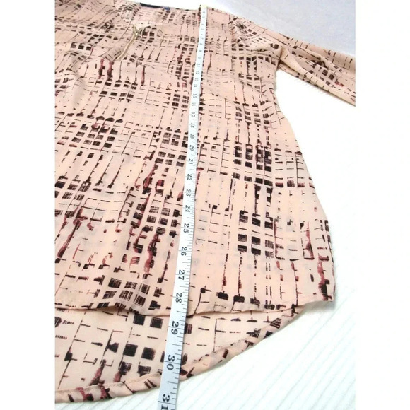 Apt 9 V Neck 3/4 Zip Front Long Sleeve Blouse Peach Stripe w/ Gold Accents Sz Lg - Picture 7 of 7